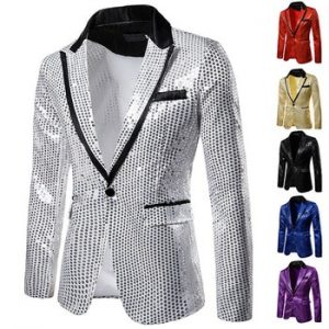 Stylish Men's Blazer Casual Slim Fitness Formal One Button Office Suit Blazer Coat Top Sequins Suit Jacket Masculino Blazers Men discountshub