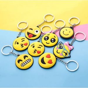Smiley Yellow Key Chain Rings - 12 Pieces discountshub