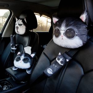 1PC Cartoon Cute Car Neck Pillow Headrest Neck Rest Support Cushion Neck Pillow Headrest & Safety Seat Belt Shoulder Strap Pad discountshub