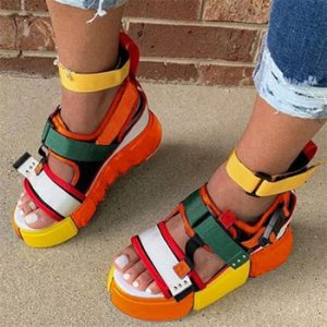 2020 Platform Sandals Women Wedge High Heels Shoes Women Hook&loop Canvas Summer Zapatos Mujer Gladiator Woman Sandals Plus Size discountshub