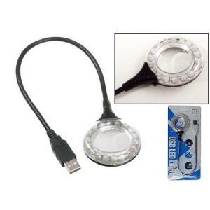 Flexible 18 USB LED Light Reading Lamp With Magnifier - Black discountshub