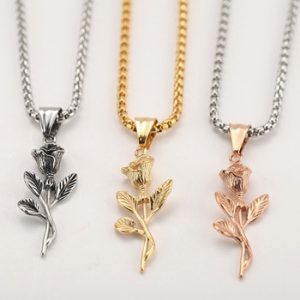 316L Stainless steel gold roses Necklace for Men 2020 New Fashion Gold Cross Pendent with Chain Necklace Jewelry men necklace discountshub