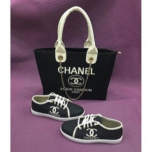 Fashion By LV Women Sneakers And 31 Rue Cambon Paris Handbag Set - Black discountshub