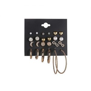 Lovely Fashion Earring Set Gold 12 Pairs discountshub