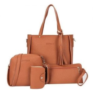 Ladies Handbag - Set of 4 - Brown discountshub