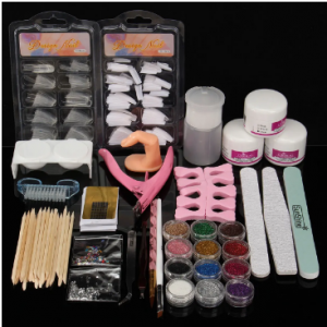 Acrylic Powder Glitter Nail Art Tools Kit Nails Brush False Finger Pump Set discountshub