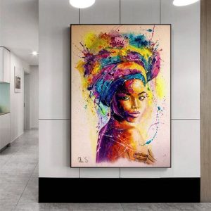 Africa Women Printed Posters Abstract Girl Portrait Canvas Painting Colorful Oil Wall Art Painting For Living Room discountshub