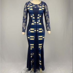 African Dress For Women 2020 Casual Plus Size Slim Patchwork Lace Maxi Dresses Elegant Sexy Long Dress 5XL 4XL Africa Clothing discountshub