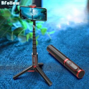 BFOLLOW 3 in 1 Selfie Stick Monopod Tripod Mobile Phone Holder Shoot Video Wireless Bluetooth for iPhone Huawei Tiktok Youtube discountshub
