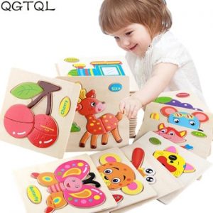 Baby Toys Wooden 3d Puzzle Cartoon Animal Intelligence Kids Educational Brain Teaser Children Tangram Shapes Learning Jigsaw discountshub