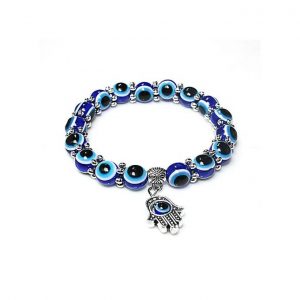 Blue Eye Detail Bead Bracelet With Hand Of Hamsa discountshub