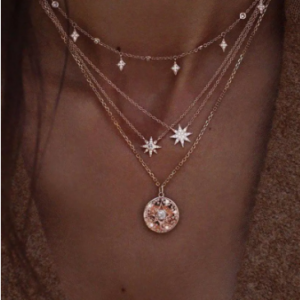 Bohemian Multilayer Gold Necklaces Round Slice Beads Stars Chain Crescent Pendant Necklace for Women discountshub