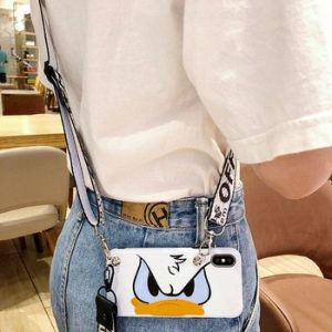 Cartoon Duck Daisy Lanyard crossbody Phone Case For iphone Xs Max necklace Xr Case X 7 8 6 Plus Shoulder Strap Soft Phone Cover discountshub