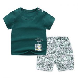 Casual Kids Clothes 2 Piece Set Clothing Green Cool Boy T-shirt + Shorts Clothing Boys Tracksuit Children Baby Clothes discountshub