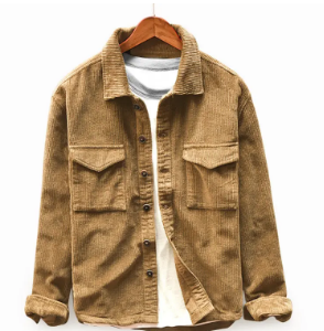 Casual Vintage Turn Down Collar Corduroy Shirt Long Sleeve Button Down Jacket for Men discountshub