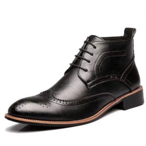 Declan Mein Ankle Leather Bullock Brogue Shoes- Black discountshub