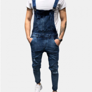 Denim Overalls Suspenders Ripped Jeans for Men discountshub