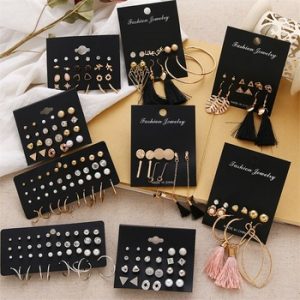FNIO Women's Earrings Set Pearl Earrings For Women Bohemian Fashion Jewelry 2020 Geometric Crystal Heart Stud Earrings discountshub