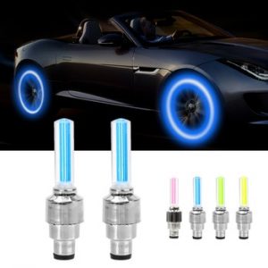 FORAUTO 2PCS Car Wheel LED Light Motocycle Bike Light Tire Valve Cap Decorative Lantern Tire Valve Cap Flash Spoke Neon Lamp discountshub