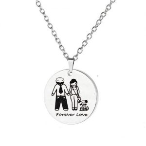 Family Love Mom Dad Son Daughter Necklaces Gifts Stainless Steel Pendants Boys Girls Mothers Fathers Necklace For Children Kids(Dog) discountshub