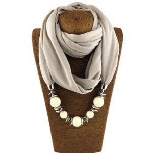 Fashion designer scarf Ethnic Chiffon Solid Collar Tassel Gorgeous beaded pendants jewelry Necklace Scarf Women Shawl Scarves discountshub