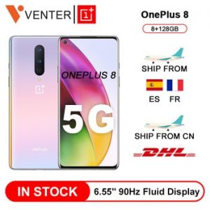 Global Rom OnePlus 8 5G Smartphone 8GB 128GB Snapdragon 865 Octa Core 6.55'' 90Hz Fluid Display UFS 3.0 48MP Triple Cams WiFi 6 discountshub