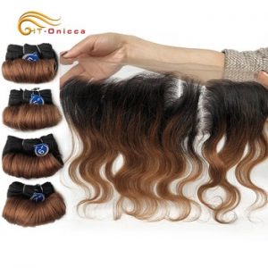 Body Wave Bundles With Frontal Brazilian Curly Hair Weave Bundles Curly Wave Bundle With 13*4 Frontal Remy Human Hair Extensions discountshub