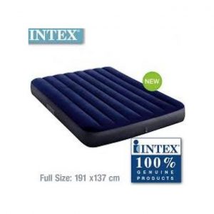 Intex Inflatable 2-3 Person Classic Downy Airbed With Pump - Blue. discountshub