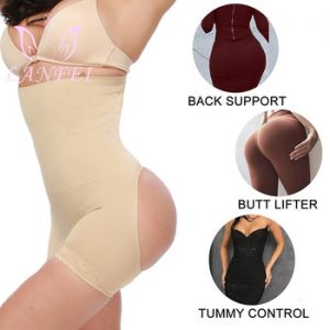 LANFEI Open Butt Lifter Panties Seamless Brief Boy Short High Waist Trainer Shapewear Tummy Control Body Shaper with Lace Trim discountshub