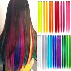 Lupu Rainbow Highlighted Hair Girl One Chip In Hair Extension Synthetic Long Straight Hair Clip Hair Clip Straight Hair discountshub