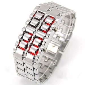 Luxury Unisex Full Metal Digital Lava Wrist Watch - Silver discountshub
