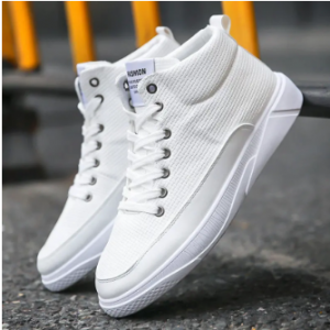 Men Woven Style Pure Color Lace Up Casual Trainers discountshub