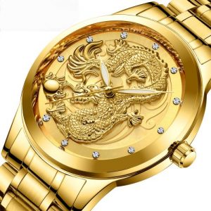 Men's Luxury Diamond Band Waterproof Quartz Watch -Golden discountshub