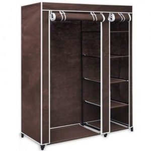 Mobile Wardrope Closet With Free Cloth Hanger- Brown discountshub