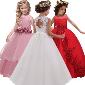 New 2020 Girls'Back Hollow Flower Dress Flower Boy High-end Wedding Dress Elegant Girls' Flower-lace Banquet Dress discountshub