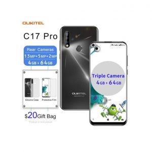 Oukitel C17 Pro 6.35-inch Android 9.0 With Back Case,(4GB RAM 64GB ROM)Cortex A53 2.0GHz Triple Rear Cameras 4G Smartphone-BLACK discountshub