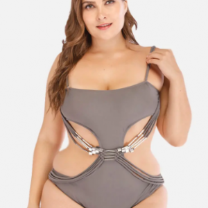 Plus Size Women Swimsuits One Piece Cut Out Backless Swimwear discountshub