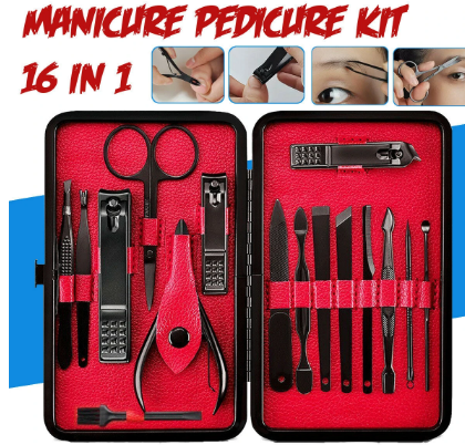 16Pcs/ Set Professional Manicure Tools Stainless Steel Nail Scissors Pedicure Nail Clipper Tool Set discountshub