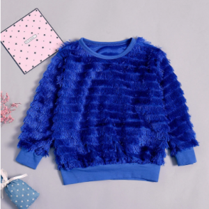 Solid Color Girls Tassel Patchwork Long Sleeve Tops For 1Y-7Y discountshub