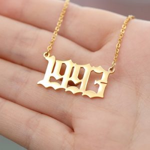 Stainless Steel Birth Year Necklaces For Women Men Gold Silver Color Chain Male Female Pendant Necklace Fashion Neck Jewelry discountshub