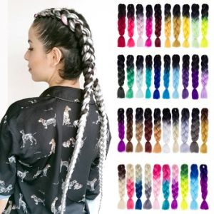 Synthetic hair Braids Kanekalon Ombre Braiding Hair Extension Box Braid Hair Pink Purple Yellow Golden Colors Crochet braids discountshub