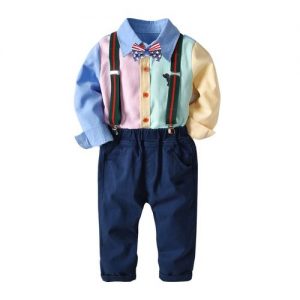 The Boy Pure Cotton Grows The Shirt Dress Elasticity Pantaloon Suit Child Gentleman The Student Pack Baby First Anniversary Full Dress discountshub