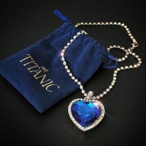 Titanic Heart of Ocean blue heart love forever pendant Necklace + velvet bag discountshub