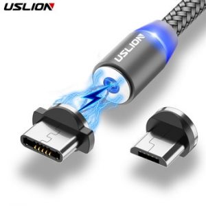 USLION Magnetic USB Cable Fast Charging USB Type C Cable Magnet Charger Data Charge Micro USB Cable Mobile Phone Cable USB Cord discountshub