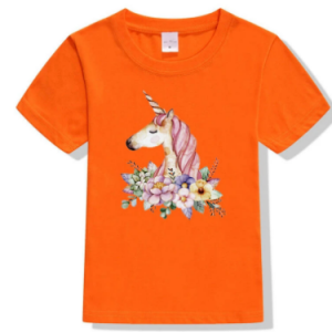 Unicorn Print T-shirt Girls Boys Short Sleeve Tops For 1-15Years discountshub