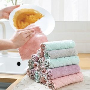 Water Absorbent Dishcloth Thickened Wipe Tablecloth Towel Kitchen Does Not Touch Oil Drop Hair Cleaning Cloth discountshub