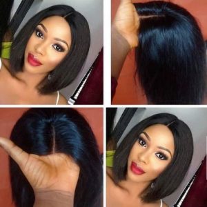 Wig Black Short Straight Split Bobo discountshub