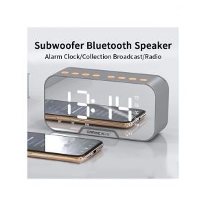 Wireless Bluetooth Portable Alarm Clock FM Radio Gray discountshub