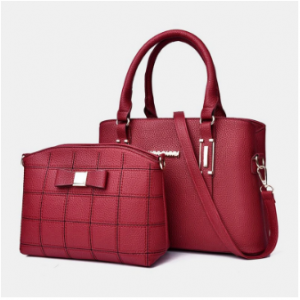 Women 2Pcs Solid Large Capacity Geometric Handbag Crossbody Bag discountshub