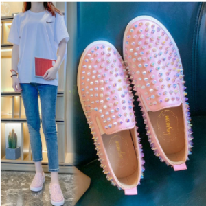 Women Casual Soft Rivet Slip On Round Toe Flat Loafers discountshub